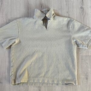 Zara Men's Beige Textured Polo Shirt